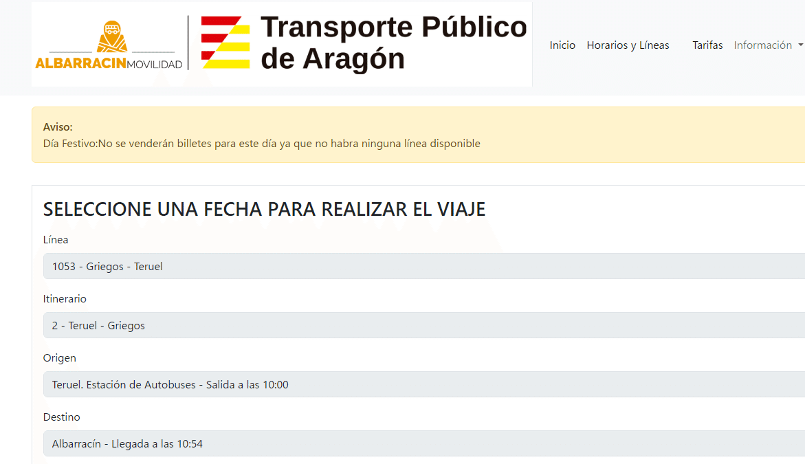 バスの検索画面。全線運休のお知らせ